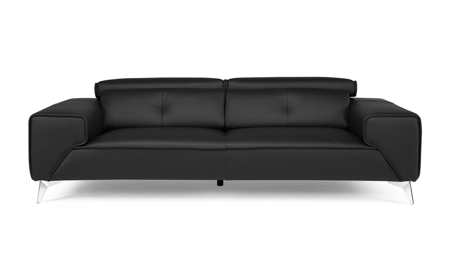 Rousso Leather Loveseat - Black | Zuri Furniture