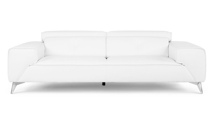 Rousso Leather Loveseat - White | Zuri Furniture