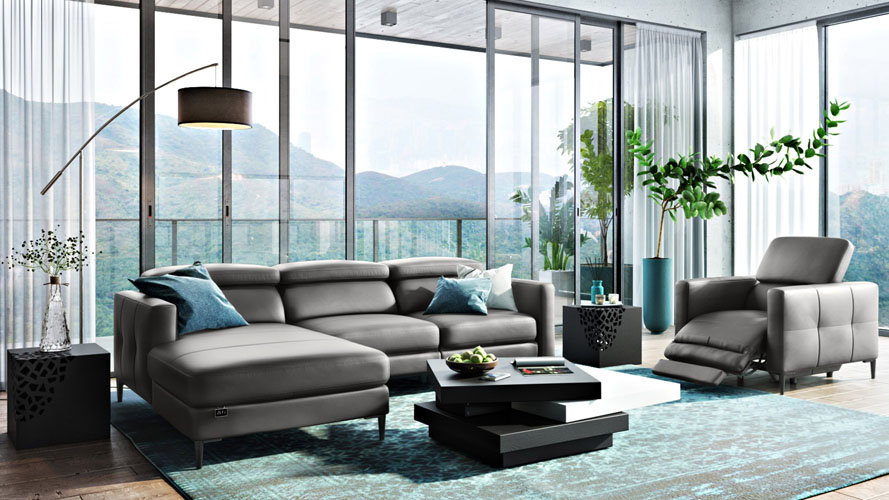 Reno Reclining Sectional Slate