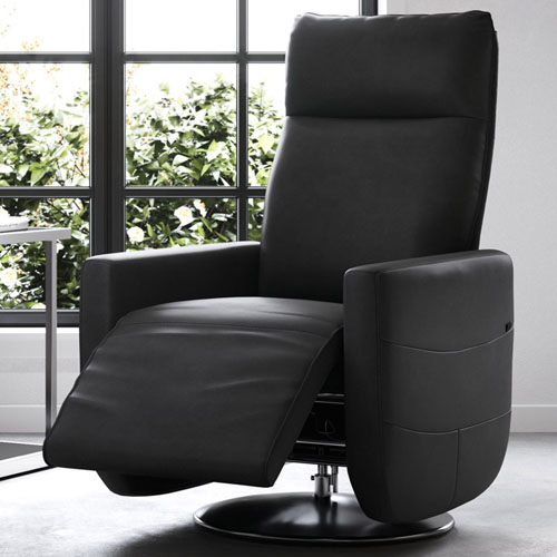 Rousso Leather Sectional Sofa with Chaise - Black | Zuri Furniture