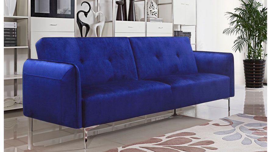 Arie Tufted Fabric Sofa Bed With Chrome Legs Cobalt Blue Zuri Furniture - Tufted Fabric Sofa Bed Arie Tufted Fabric Sofa Bed With Chrome Legs Cobalt Blue Zuri Furniture - Tufted Fabric Sofa Bed