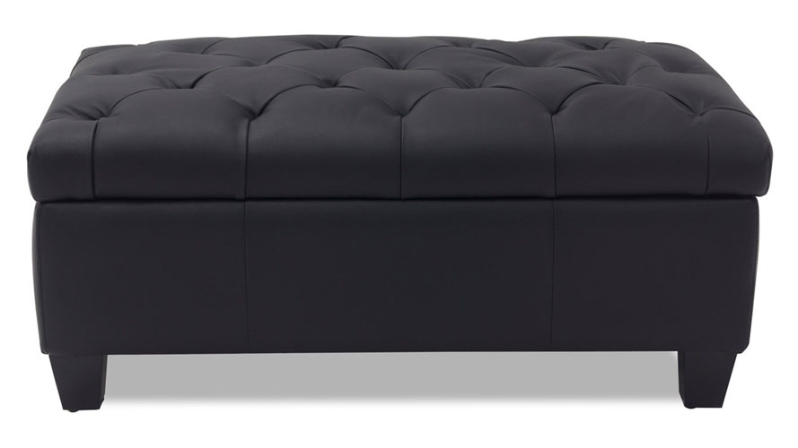 Zuri Furniture Lock Round Modern Tufted Ottoman Black Zuri Furniture Lock Round Modern Tufted Ottoman Black
