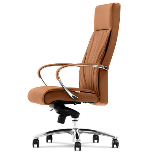 Forbes Genuine Leather Aluminum Base High Back Executive Chair Zuri