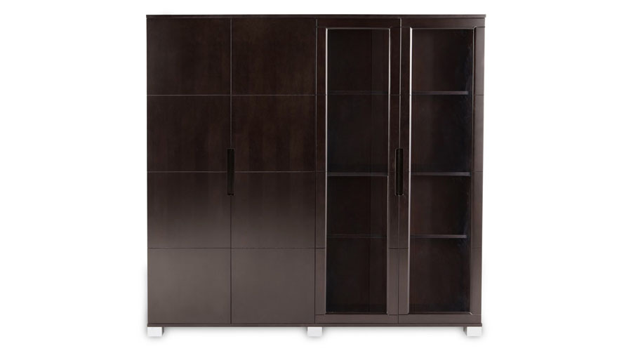 Hayes Modern Executive Wall Unit With Gl Doors And Shelving Hayes Modern Executive Wall Unit With Gl Doors And Shelving Zuri Furniture