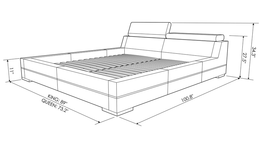 Hera White Leather Platform Bed Zuri Furniture