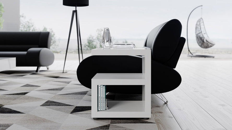 Jayden High Gloss Modern Side Table White Zuri Furniture