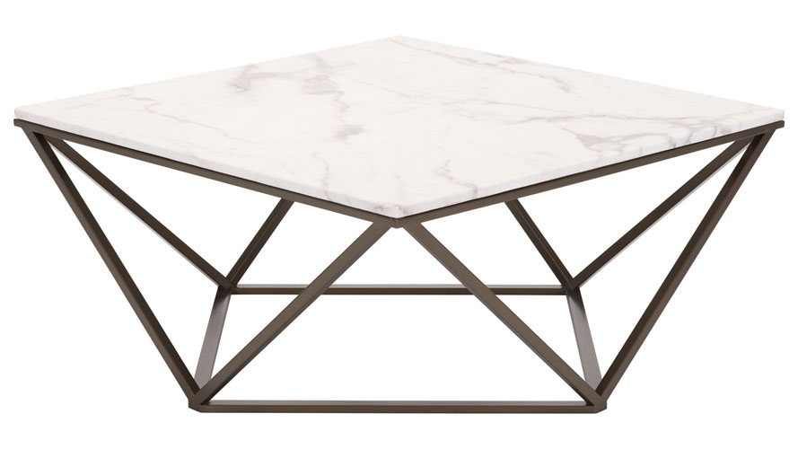 Klee Faux Marble Coffee Table Stone Antique Br Zuri Furniture