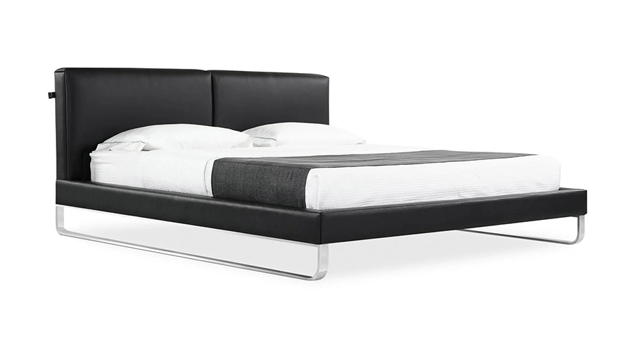 Adonis Leather Bed - Black