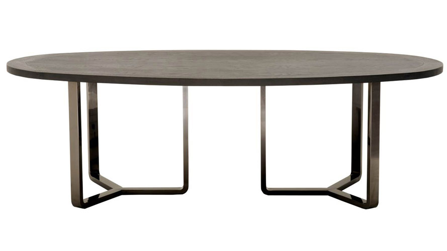 Jaffa Oval Oak Dining Table With Stainless Steel Base Black Zuri Jaffa Oval Oak Dining Table With Stainless Steel Base Black Zuri Furniture