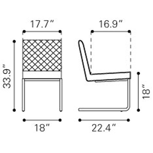 Philip Armless Dining Chair Set of 2