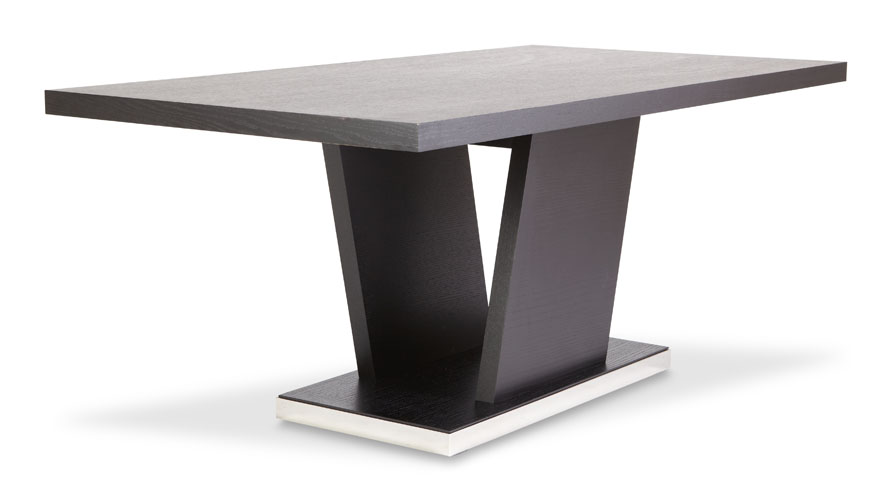Nelson Espresso Wood Modern Dining Table with Chrome Accent | Zuri