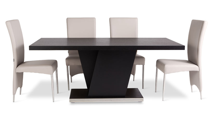 Nelson Espresso Wood Modern Dining Table with Chrome Accent | Zuri
