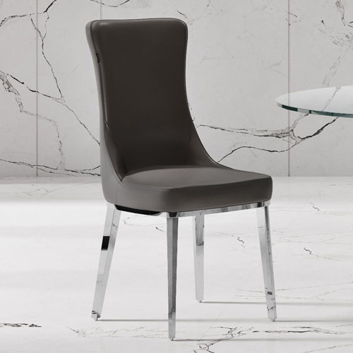 Norma Dark Gray Dining Chair - Polished Stainless Steel