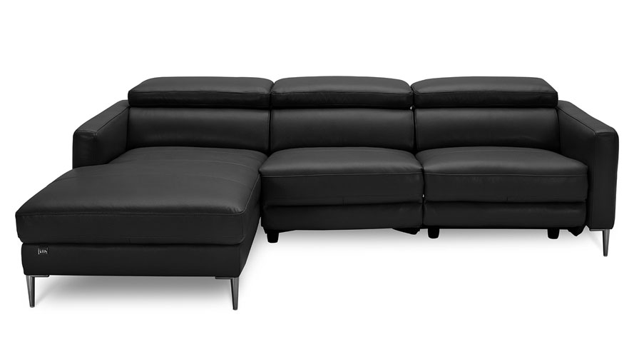 Reno Reclining Sectional with One Arm Chair Black