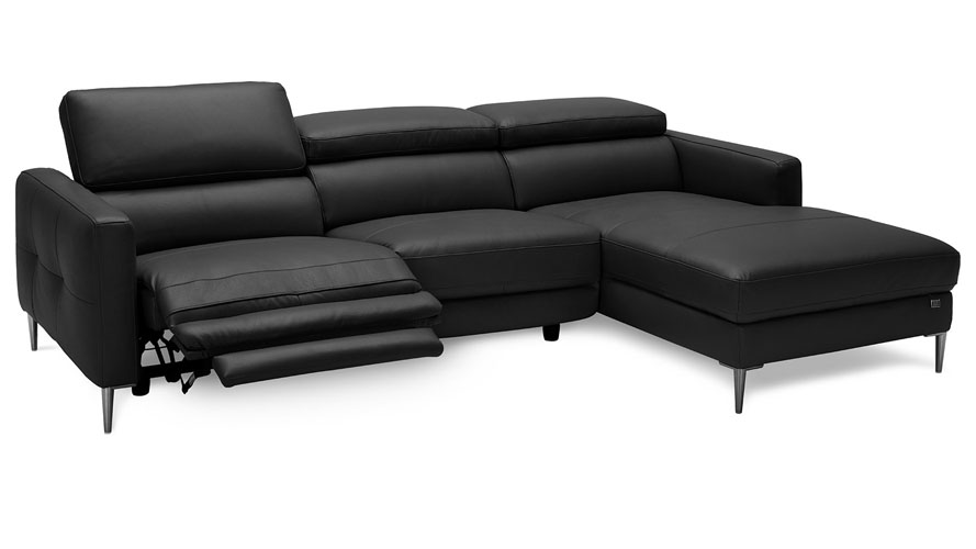 Reno Reclining Sectional with One Arm Chair Black