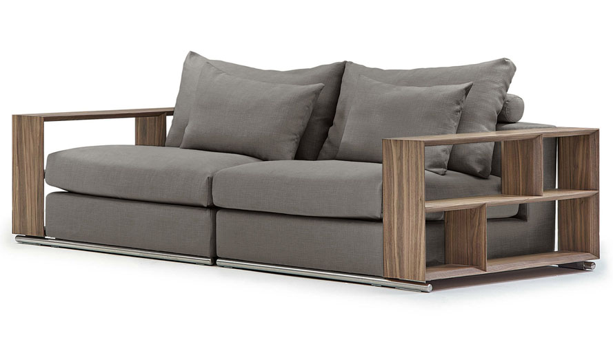 Soriano Wooden Arm 94 Inch Sofa Gray