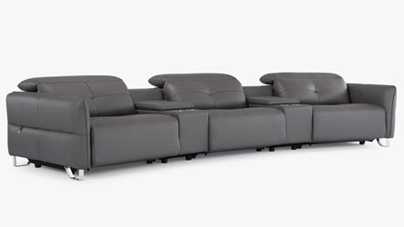 Macau Reclining Leather Sofa with Consoles | Zuri Furniture
