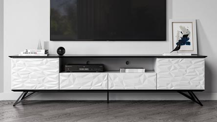 Zuri Furniture Modern Mcintosh Black and White High Gloss Lacquer 71 Inch TV Stand Zuri Furniture Modern Mcintosh Black and White High Gloss Lacquer 71 Inch TV Stand