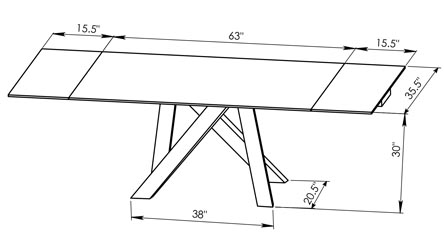 Cruz Expandable Modern Dining Table with Clear Glass Top ...