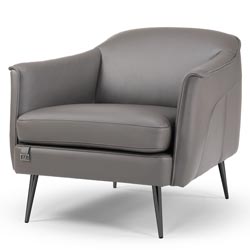 Renata Leather Lounge Chair with Black Stainless Steel Legs